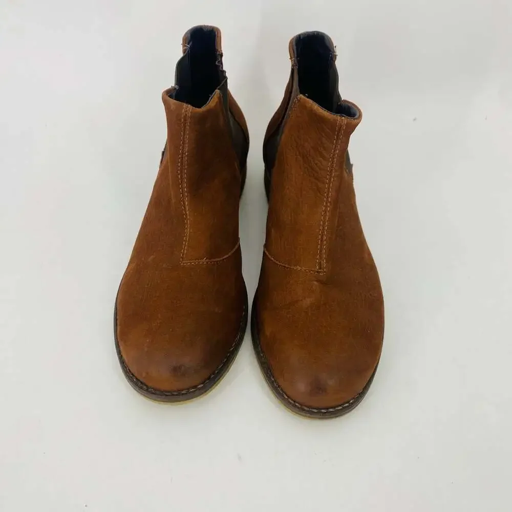 Josef Seibel Brown Leather Ankle Boots Women's 40 Comfort Pull On Chelsea 9-9.5